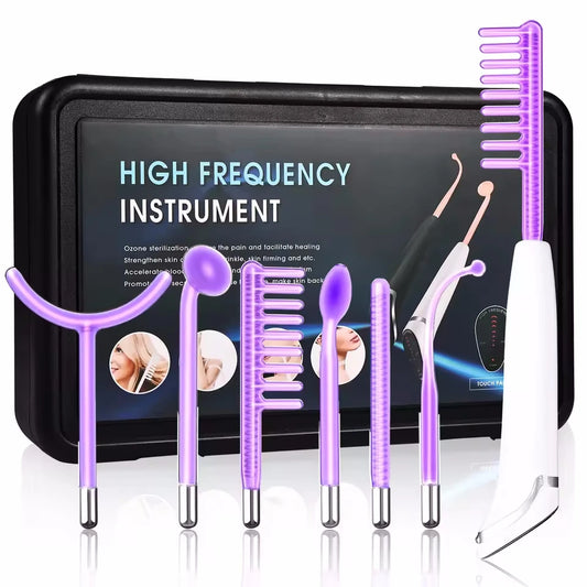6 en 1 Máquina Facial de Alta Frecuencia 6 en 1 con Panel Táctil, Varita de Electrotepia para Cabello y Rostro, Tratamiento con Argón y Cuidado de la Piel con Tendencia al Acné